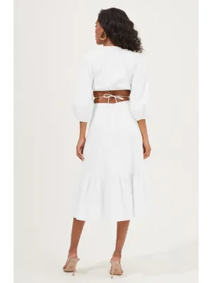 ASTR The Label Rosewood Cutout Waist Midi Dress Light Blue Size S NWT thumbnail 2