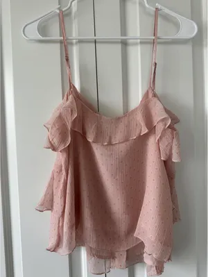 AE Ruffle Cami Tank Top American Eagle NWT Light Pink Medium thumbnail 4
