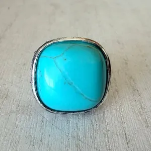 Vintage Sterling Silver 925 Turquoise Filigree Statement Ring thumbnail 6