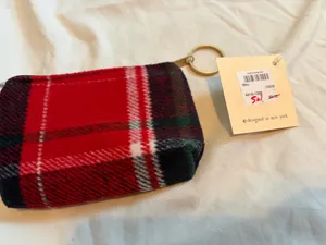 BNWT lib plaid zip coin pouch Red thumbnail 4