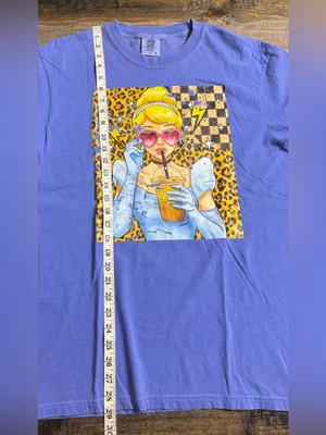 Comfort Colors Flo Blue Short Sleeve Tee with Princess Coffee Pop Art thumbnail 6