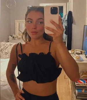 SheIn Ruffle Trim Crop Top thumbnail 1