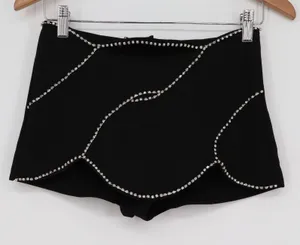 Shein Bae Black Rhinestone Scalloped High Waisted Hot Pants Shorts XS thumbnail 1