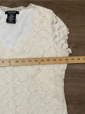 Rampage Lace Babydoll Blouse Top Size XL Cream Ivory Y2K Fairy Coquette Girly thumbnail 11