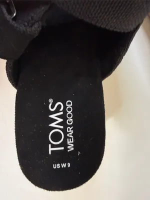 Toms Black Fabric Cork Wedge Sandals with Slingback thumbnail 6