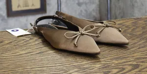 A New Day Womens Camille Satin Slingback Bow Flats 94648290 Brown 6M thumbnail 1