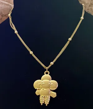 Gold Flower Pendant Necklace 18” thumbnail 1