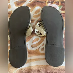 Tory Burch Gold Miller Sandals with Signature Medallion thumbnail 5