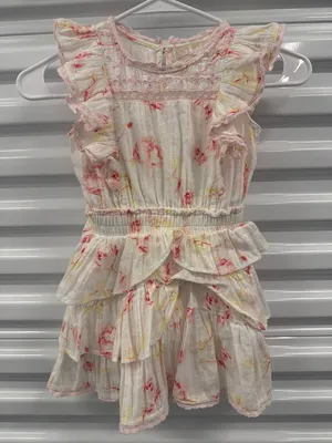 LoveShackFancy Decker Ruffle Mini Dress Cherry Soda Girls Size 5-6Y thumbnail 2