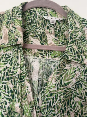 CAbi Green Tropical Print Surplice Dress Size S thumbnail 4
