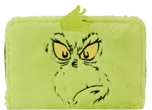 Loungefly Dr. Seuss Grinch Stole Christmas! Plush Glow Zip Around Wallet NEW thumbnail 1