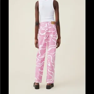Cotton On Pink and White Swirly Loose Straight Jeans 4 thumbnail 2