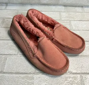 UGG Womans Rose Suede Shearling-Lined Moccasin Slippers thumbnail 1