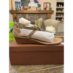 COACH Ingrid Natural Snake Print Leather Thong Wedge Sandals Women's Size 8.5! thumbnail 4