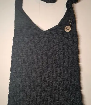 The Sak Crochet Knitted Black Handbag Purse Shoulder Bag thumbnail 1