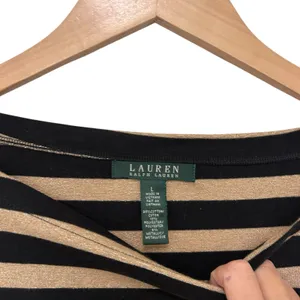Lauren Ralph Lauren Black Gold Striped Shirt Sz L thumbnail 3