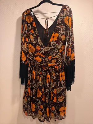 VERB Floral Fringe Mini Dress by Anthropologie Size S thumbnail 5