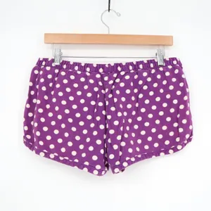 Aerie Mini Shorts Womens S Purple Polka Dot Pleated Elastic Waist Low Rise thumbnail 4
