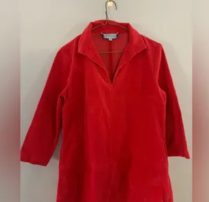 Tuckernuck Clifton Vneck Dress Casual Corduroy Classic Red Pink Long Sleeve M thumbnail 9