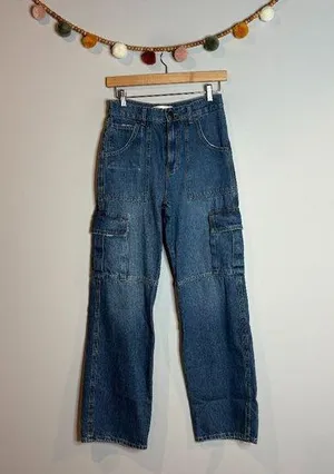 Zara wide leg cargo jeans thumbnail 1
