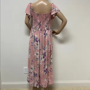 Xhilaration Smocked Blush Pink Floral Hi-Lo Dress XL thumbnail 7
