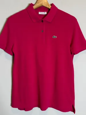 Lacoste Classic Fit Short Sleeve Polo Shirt Womens 40 Medium Fuchsia Pink Preppy thumbnail 6