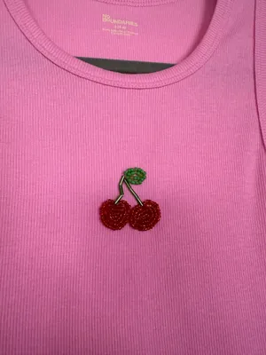 pink cherry beaded tank thumbnail 2