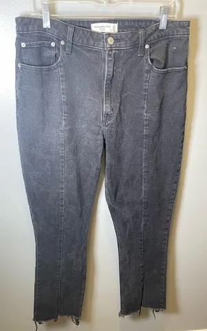 Abercrombie & Fitch‎ Women's The Skinny High Rise Black Jeans Size 12 Long thumbnail 1