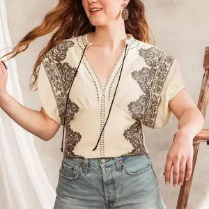 Gimmicks by BKE Cream Puff Sleeve Embellished Blouse size M NWT thumbnail 1