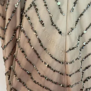 Adrianna Papell scalloped sequin nude maxi dress 2 thumbnail 9