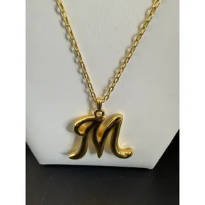Vintage Avon 1992 Gold Tone “M” Initial Letter Pendant Chain Necklace 28” L thumbnail 3