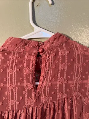 Hazel Women’s Size Small Blouse Long Sleeve Mock Neck Crochet Swiss Dot Metallic thumbnail 9