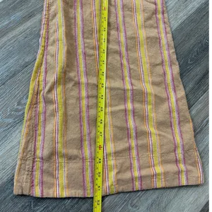 Anthropologie Striped Linen Blend Wide Leg Jumpsuit Belted Tan Size 0 thumbnail 5