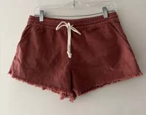 Aerie Salmon Pink‎ Beachy Cutoff Lounge Shorts Elastic Waist thumbnail 1