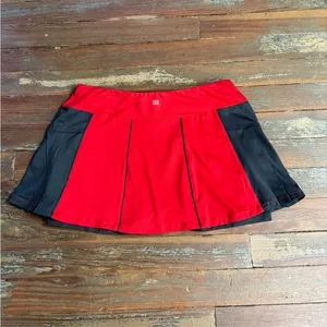 Tail Red and Black Pleated Athletic Collegiate Tennis Skort ~ Size XL 💚🍄 thumbnail 5