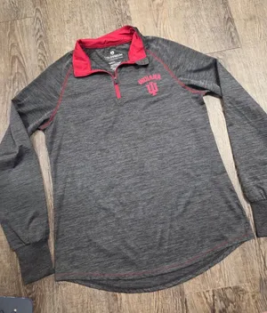 Colosseum Indiana Hoosiers Fitted Dark Gray Large Quarter Zip Long Sleeve Shirt thumbnail 1