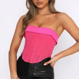 White Fox Hope Pink Mesh Corset Tube Top Size S A23 thumbnail 1