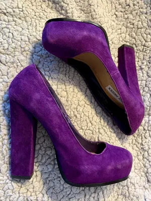 Steve Madden Sarrina Purple Suede Platform Pumps Chunky Block Heel Size 6.5. thumbnail 1