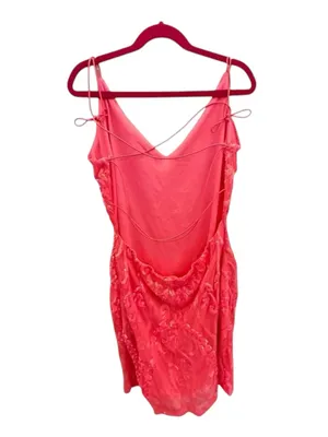 Windsor 𒀭 Plunging V Neck Sequin Mesh X Back Bodycon Mini Dress 𒀭Hot Pink 𒀭Large thumbnail 5
