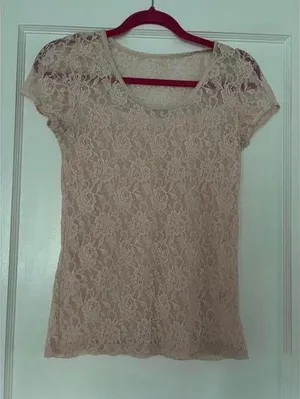 Pale pink lace top with camisole thumbnail 1