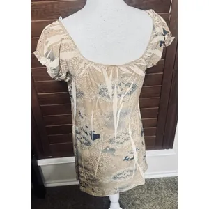 MKM Designs Women XL Paisley Tunic Top Mini Dress V-Neck Empire Waist Boho fairy thumbnail 4
