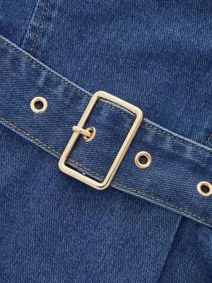 Commence Blue Denim Sweetheart Mini Dress with Belt XS NEW thumbnail 6