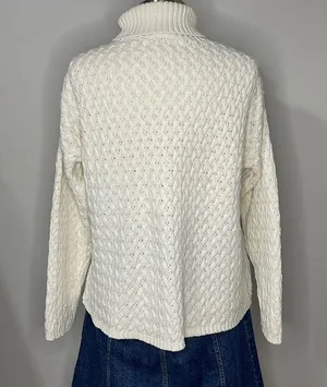 Knits Landing Ivory Vintage Chunky Turtleneck Sweater Size L thumbnail 2