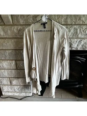 INC International Concepts Beige Snap Cardigan Large thumbnail 5