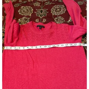 Banana Republic‎ Womens Pink Crew Neck Sweater Eyelet Knit Medium thumbnail 6