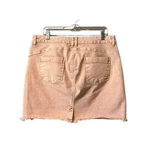 Wash Lab Denim Pink Mini Jean Skirt Size 32 Frayed Hem Party Sexy Casual Raw Hem thumbnail 2