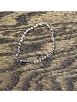 NEW Cut Crystal Tennis Bracelet with Safety Clasp Silver Gray / Clear 7" thumbnail 2
