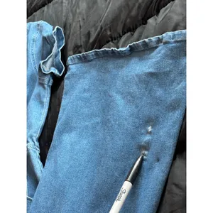 WILDGAT Denim Jumpsuit Medium Wash Short Sleeve Flare Leg Zip Front Blue Small thumbnail 3