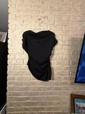 Zara Black Cowl Neck Draped Asymmetric Ruched Top Size S thumbnail 2