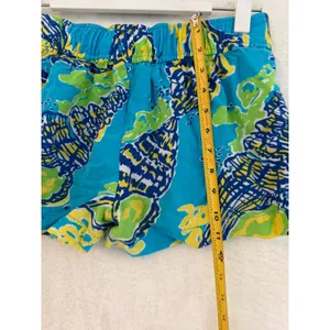 Lilly Pulitzer Callahan Shorts XS Blue Green‎ Seashell Print Rayon Beach Summer thumbnail 3